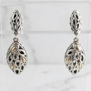 A by John Hardy Sterling Silver 925 14K Gold Accent Dangle Drop Earrings